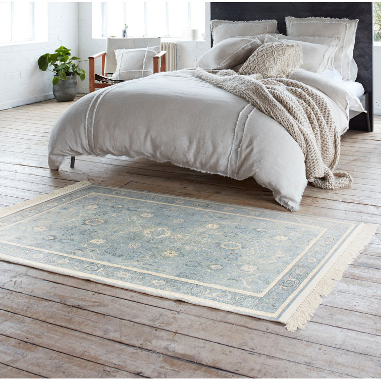 French Connection Oriental Flatweave Cotton Blue Area Rug Wayfair